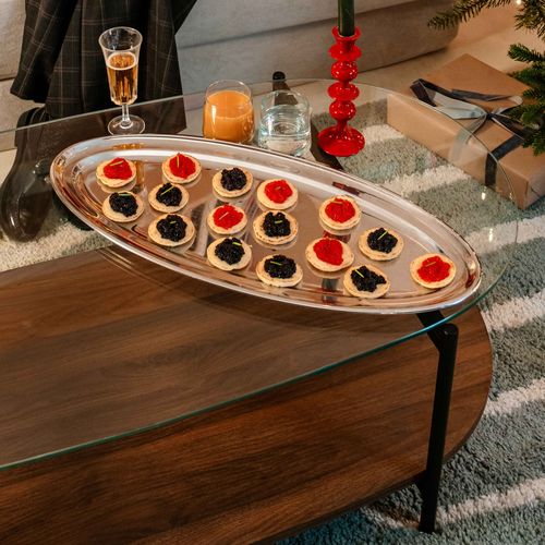 Table Basse Moderne Ovale L 120 Cm En Verre Transparent