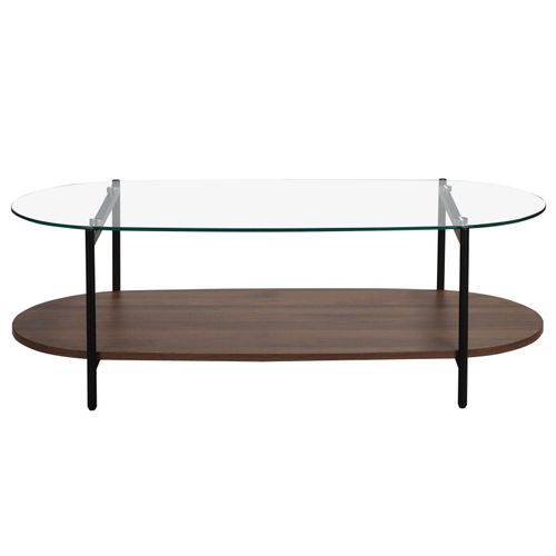Table Basse Moderne Ovale L 120 Cm En Verre Transparent