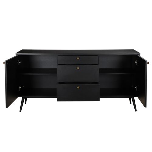 Buffet Design Effet Bois Foncé 2 Portes 3 Tiroirs 150 Cm Noir