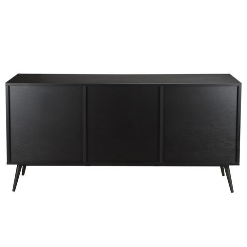 Buffet Design Effet Bois Foncé 2 Portes 3 Tiroirs 150 Cm Noir