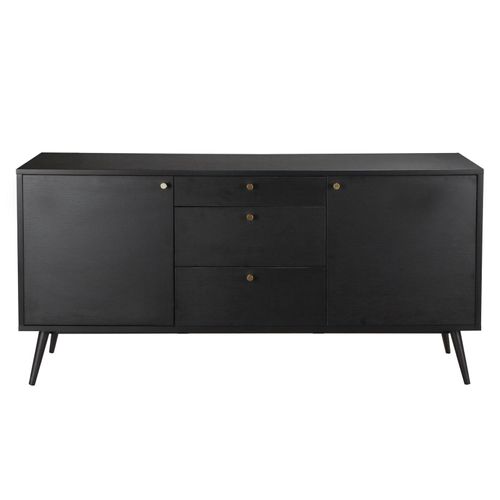 Buffet Design Effet Bois Foncé 2 Portes 3 Tiroirs 150 Cm Noir