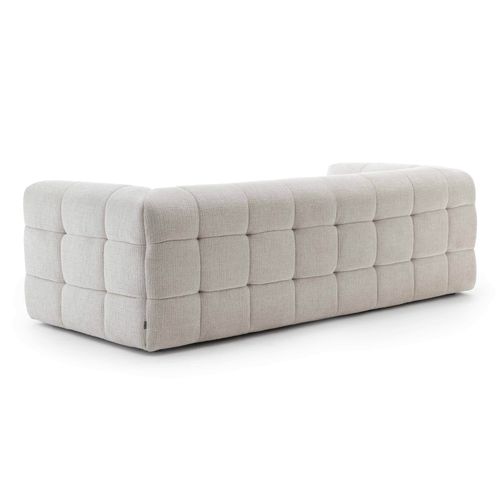 Canapé 3 Places En Bois Et Polyester Avec Pouf Écru L228 Cm  Tissu Bubble