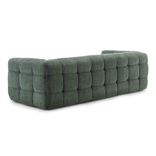 Canapé 3 Places En Bois Et Polyester Avec Pouf Vert L228 Cm  Tissu Bubble