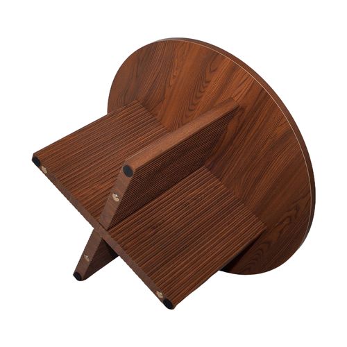 Table Basse Ronde 80 Cm Scandinave Effet Bois Foncé