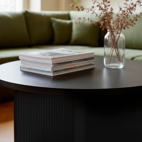 Table Basse Ronde 80 Cm Scandinave Effet Bois Noir