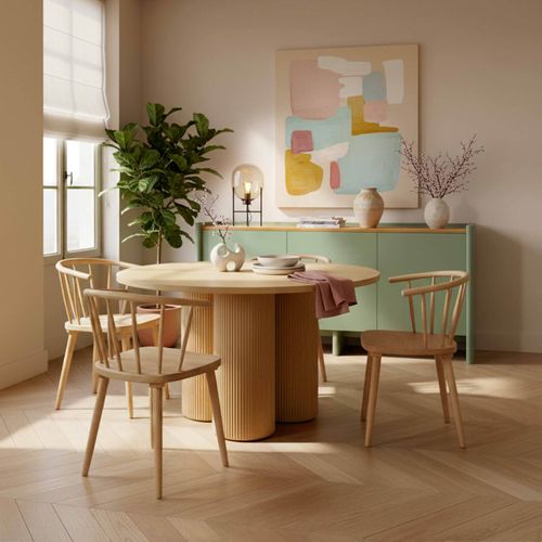 Table à Manger Moderne Ronde 120 Cm Effet Bois Clair