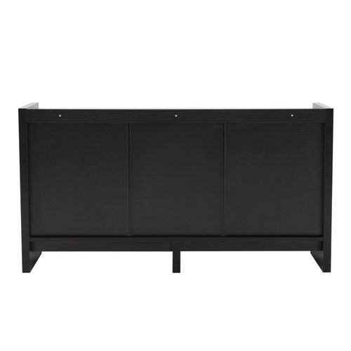 Buffet 3 Portes Moderne Rectangulaire L140 Cm Bois Noir Gina