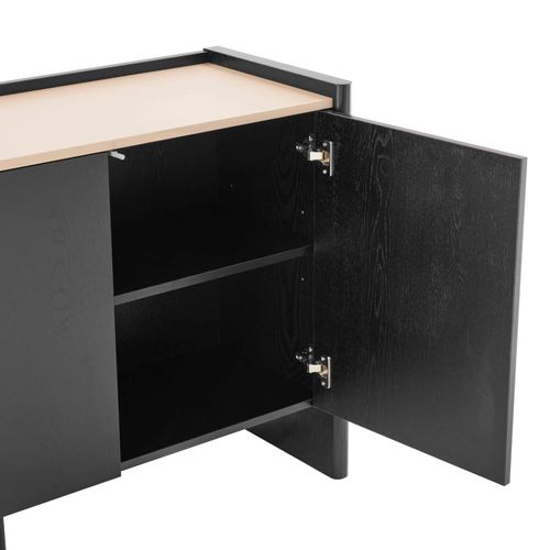 Buffet 3 Portes Moderne Rectangulaire L140 Cm Bois Noir Gina