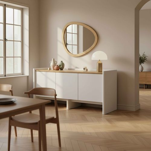 Meuble TV Uni Rétro Rectangulaire L120 Cm Blanc