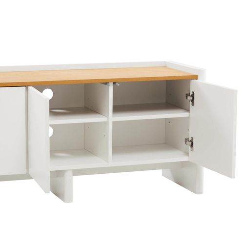 Meuble TV Uni Rétro Rectangulaire L120 Cm Blanc