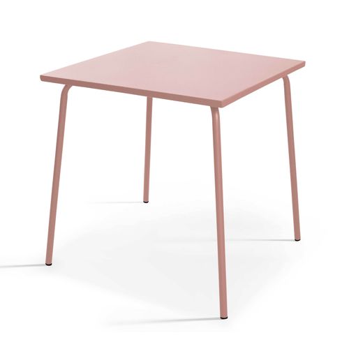 Table De Jardin Carrée En Métal Rose Poudré 70cm  Palavas