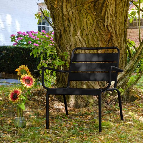 Fauteuil De Jardin Bas Relax Acier Noir Palavas