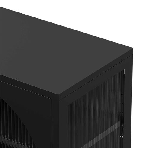 Meuble TV Moderne 2 Portes L115 Cm En Métal Noir