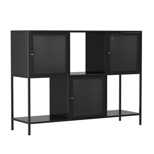 Buffet En Métal 3 Portes 120 Cm Noir