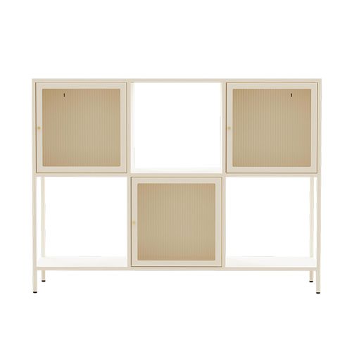 Buffet En Métal 3 Portes 120 Cm Écru