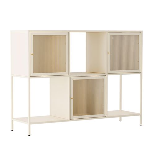 Buffet En Métal 3 Portes 120 Cm Écru