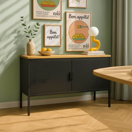 Buffet Moderne 2 Portes L100 Cm En Métal Noir