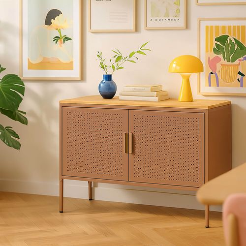 Buffet Moderne 2 Portes L100 Cm En Métal Marron