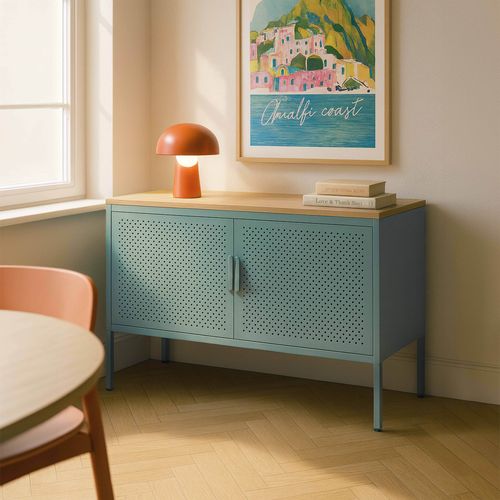 Buffet Moderne 2 Portes L100 Cm En Métal Vert Sauge