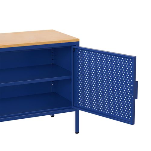 Buffet Moderne 2 Portes L100 Cm En Métal Bleu Foncé