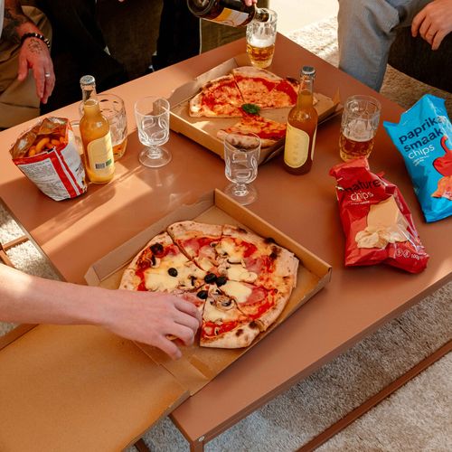 Table Basse Carrée Moderne L90 Cm Marron