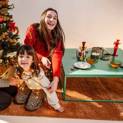 Table Basse Carrée Moderne L90 Cm Vert Sauge