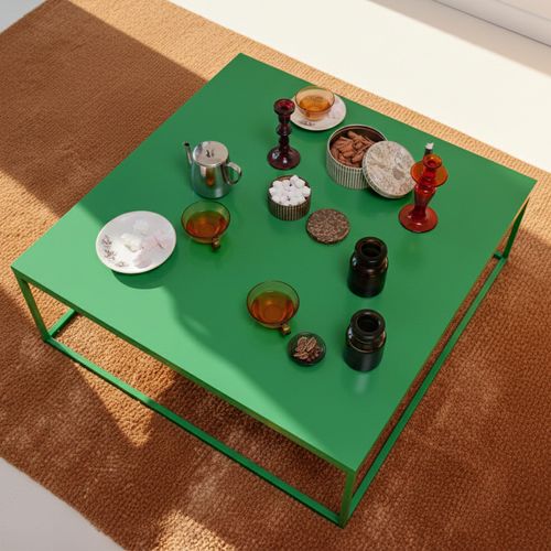 Table Basse Carrée Moderne L90 Cm Vert