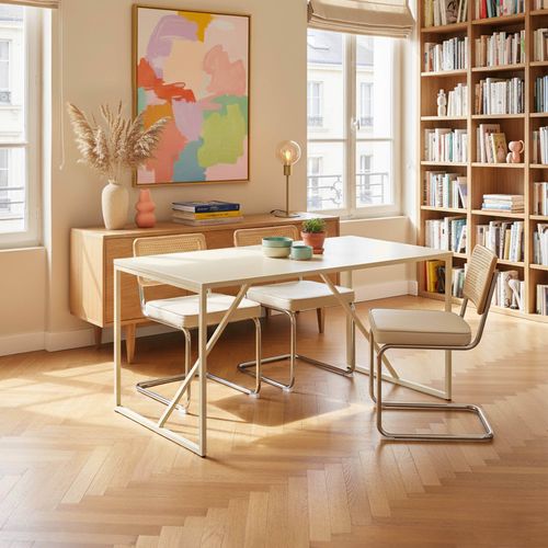 Table à Manger Rectangulaire 4 Places En Acier Écru