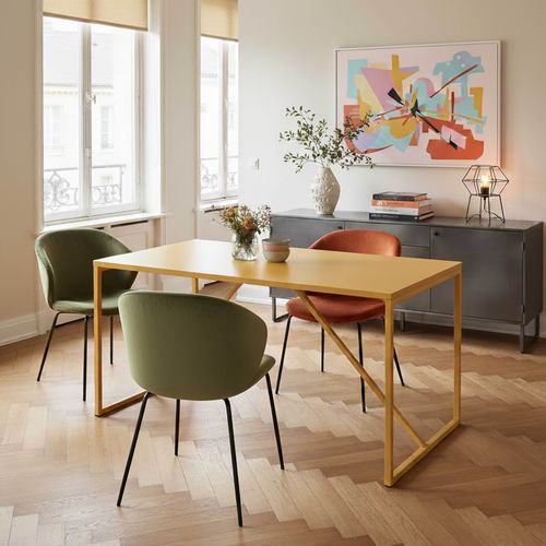 Table à Manger Rectangulaire 4 Places En Acier Jaune