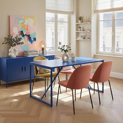 Table à Manger Rectangulaire 4 Places En Acier Bleu Foncé