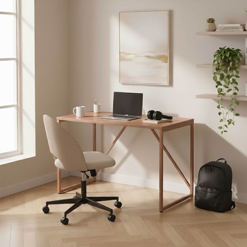 Bureau Moderne L120 Cm En Métal Marron