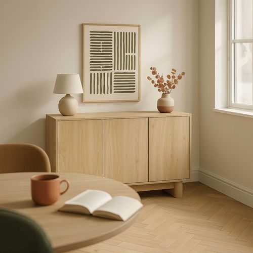 Buffet 3 Portes 120 Cm Scandinave Bois Clair