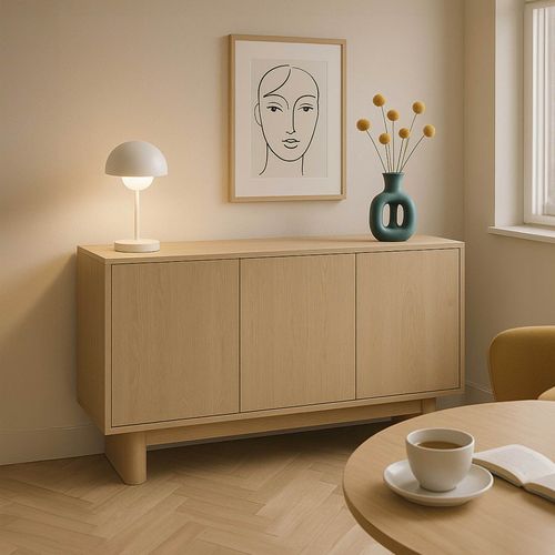 Buffet 3 Portes 120 Cm Scandinave Bois Clair