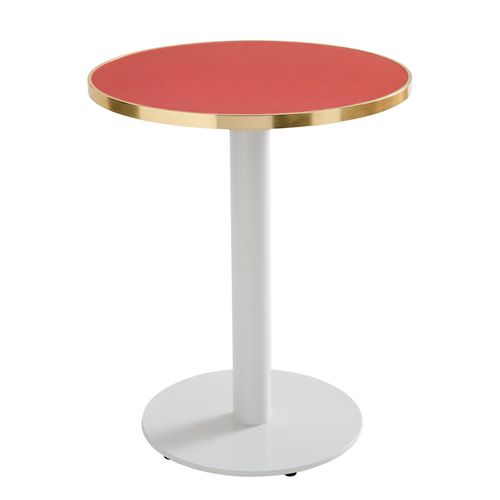 Plateau De Table Rond Blanc Avec Cerclage Doré 60 Cm Rouge Mat/doré