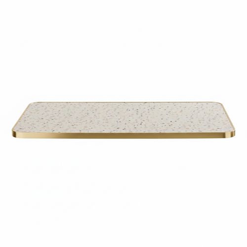 Plateau De Table Stratifié 120 X 60 Cm Et Bord Aluminium Terrazzo Montmartre