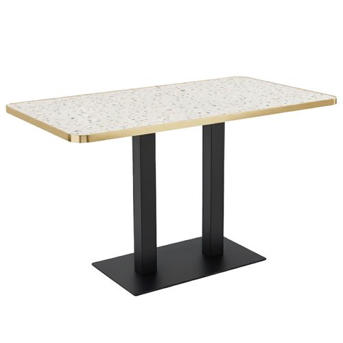 Plateau De Table Stratifié 120 X 60 Cm Et Bord Aluminium Terrazzo Montmartre