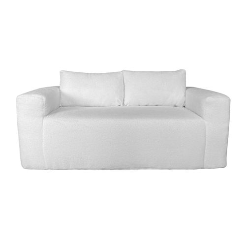 Canapé 2 Places En Tissu Bouclette Avec Coussins Écru L 160 Cm