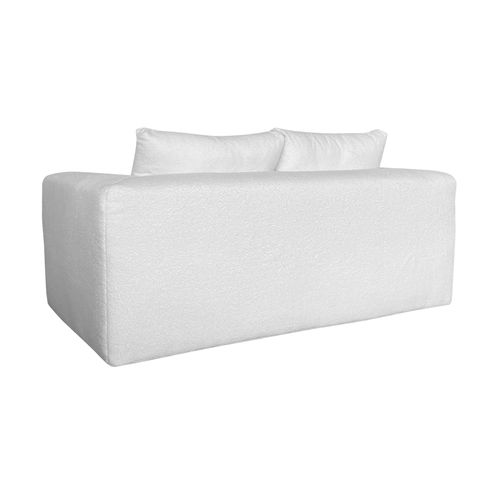 Canapé 2 Places En Tissu Bouclette Avec Coussins Écru L 160 Cm