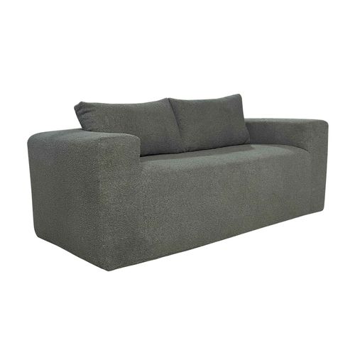 Canapé Compressé 2 Places En Tissu Bouclette Avec Coussins - Vert