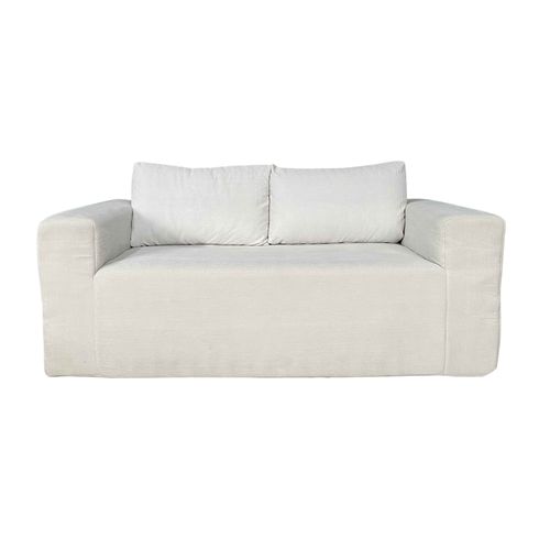 Canapé 2 Places En Tissu Côtelé Avec Coussins Ecru L 160 Cm