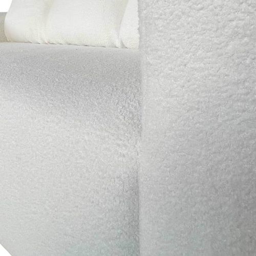 Canapé Compressé 3 Places En Tissu Bouclette Avec Coussins L 200 Cm - Blanc