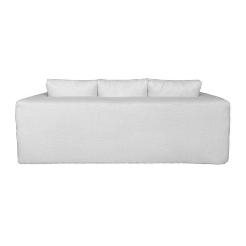 Canapé Compressé 3 Places En Tissu Bouclette Avec Coussins L 200 Cm - Blanc