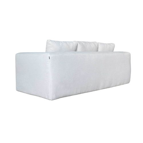 Canapé Compressé 3 Places En Tissu Côtelé Avec Coussins L 200 Cm - Blanc