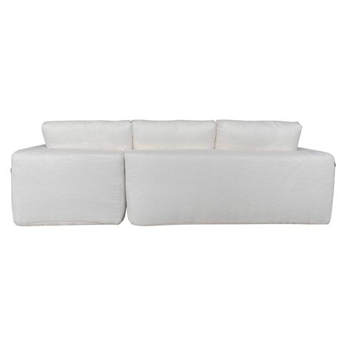 Canapé Angle Droit 4 Places Tissu Bouclette Et Méridienne Écru L265 Cm
