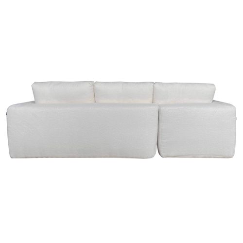 Canapé D'angle 4 Places Bouclette Avec Méridienne Gauche Écru L265 Cm