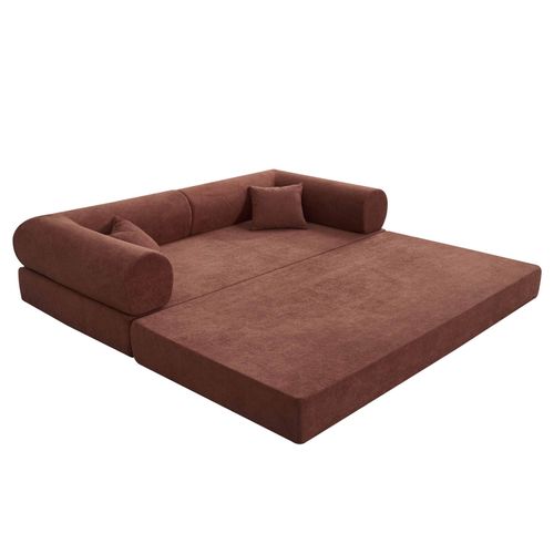 Canapé Compressé 2 Places En Tissu Coussins Compressé 206 Cm Marron Wendy