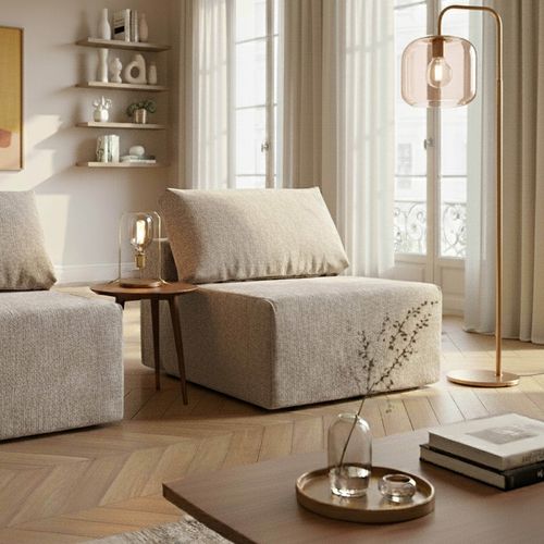 Fauteuil En Tissu Pour Canapé Modulable Écru L 100 Cm Hector