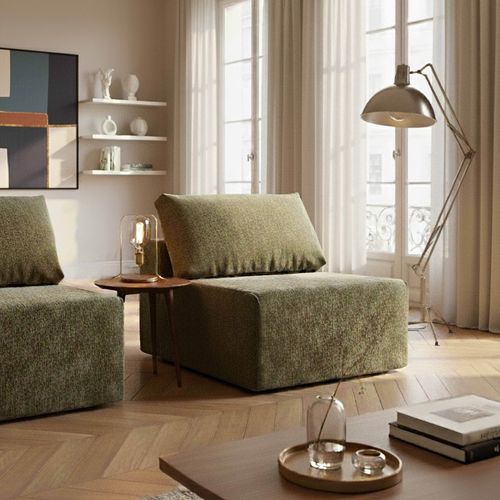 Fauteuil En Tissu Pour Canapé Modulable Vert L 100 Cm Hector