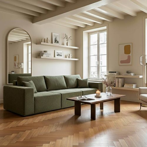 Fauteuil En Tissu Pour Canapé Modulable Vert L 100 Cm Hector