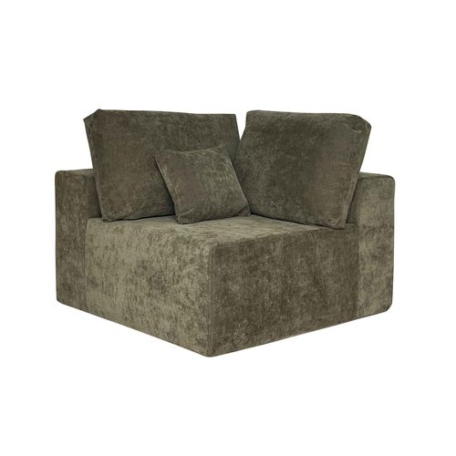 Fauteuil D'angle Pour Canapé Modulable En Tissu Vert L 100 Cm Hector